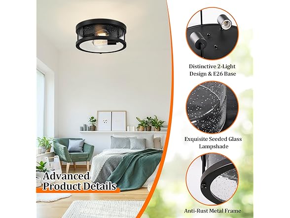 Brightever Black Flush Mount Ceiling Light Fixture