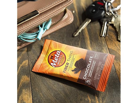 Metamucil Fiber Thins, Psyllium Husk Fiber Supplement, Digestive Health Support and Satisfy Hunger, Chocolate Flavored, 12 Servings - Gallery 10