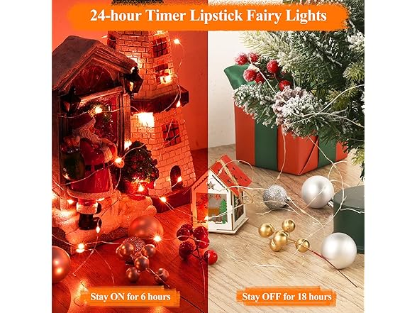 Lakumu Red Fairy Lights Battery Operated LED String Lights