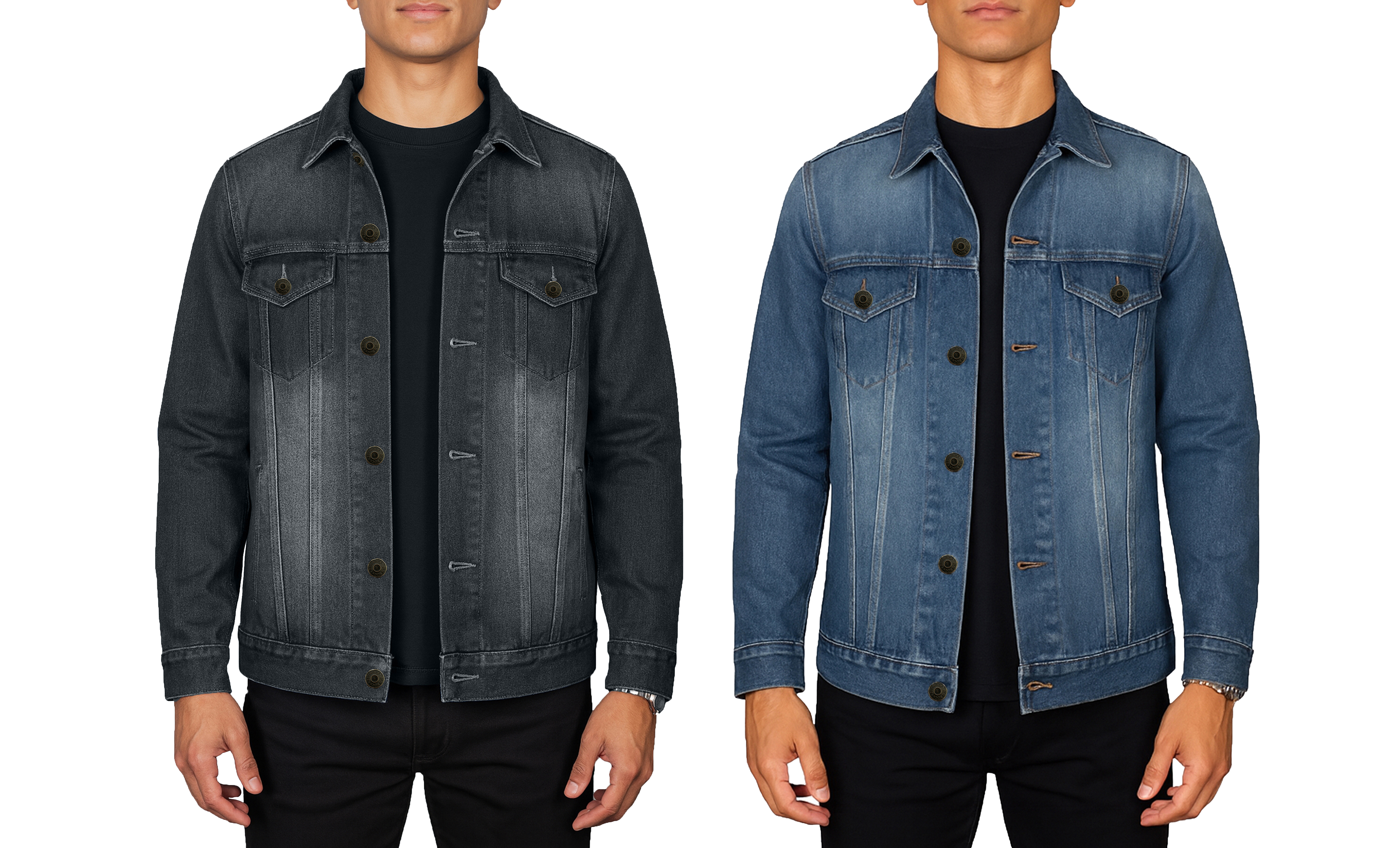 (1 or 2pk) Mens Classic Denim Jacket (S-2XL) - Gallery 25
