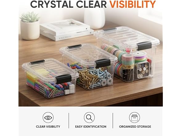 Superio 1.85 Quart Clear Plastic Storage Boxes with Lids 10 Pack