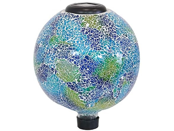 Sunnydaze 10 inch Solar Gazing Ball, Crackled Azul Terra