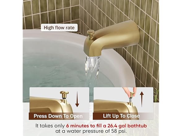 HomGoo Tub Shower Faucet Set 6" Head