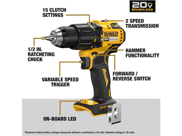 DEWALT DCK203P2 20V MAX 2 Tool Brushless Combo Kit