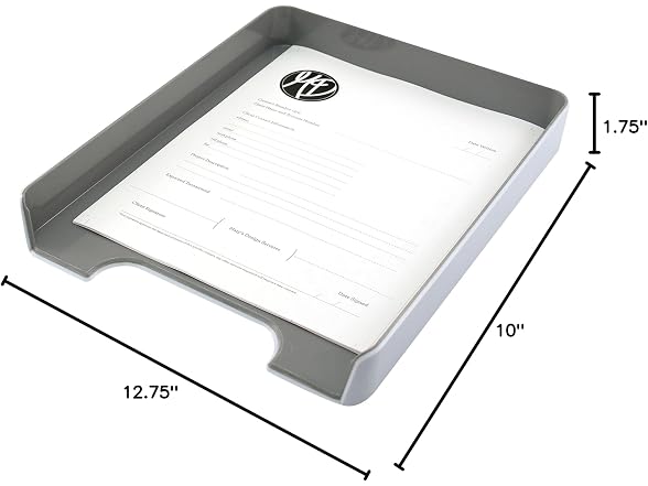 Fusion Letter Tray, 1 3/4" H x 10" W x 12 3/4" D, White/Gray