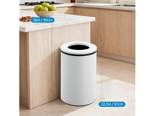 OUTLANE 10.6 Gal/40L Round Kitchen Trash Can White