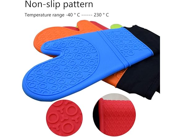 WeTest Silicone Oven Mitts with Quilted Liner