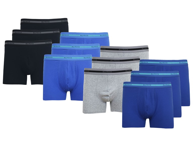 BLU ROCK WC-----J/MBB-565 / BK-MB-HG-NV / S Small Mens Cotton Flex Stretch Boxer Briefs Black x3 - Medium Blue x3 - Heather Grey x3 - Navy x3