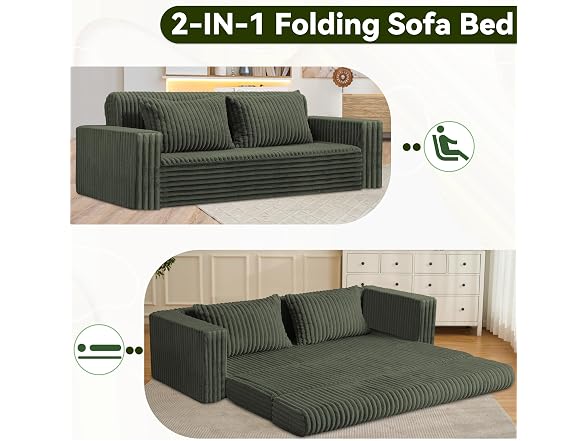HABUTWAY 78" Green 4-in-1 Boneless Couch