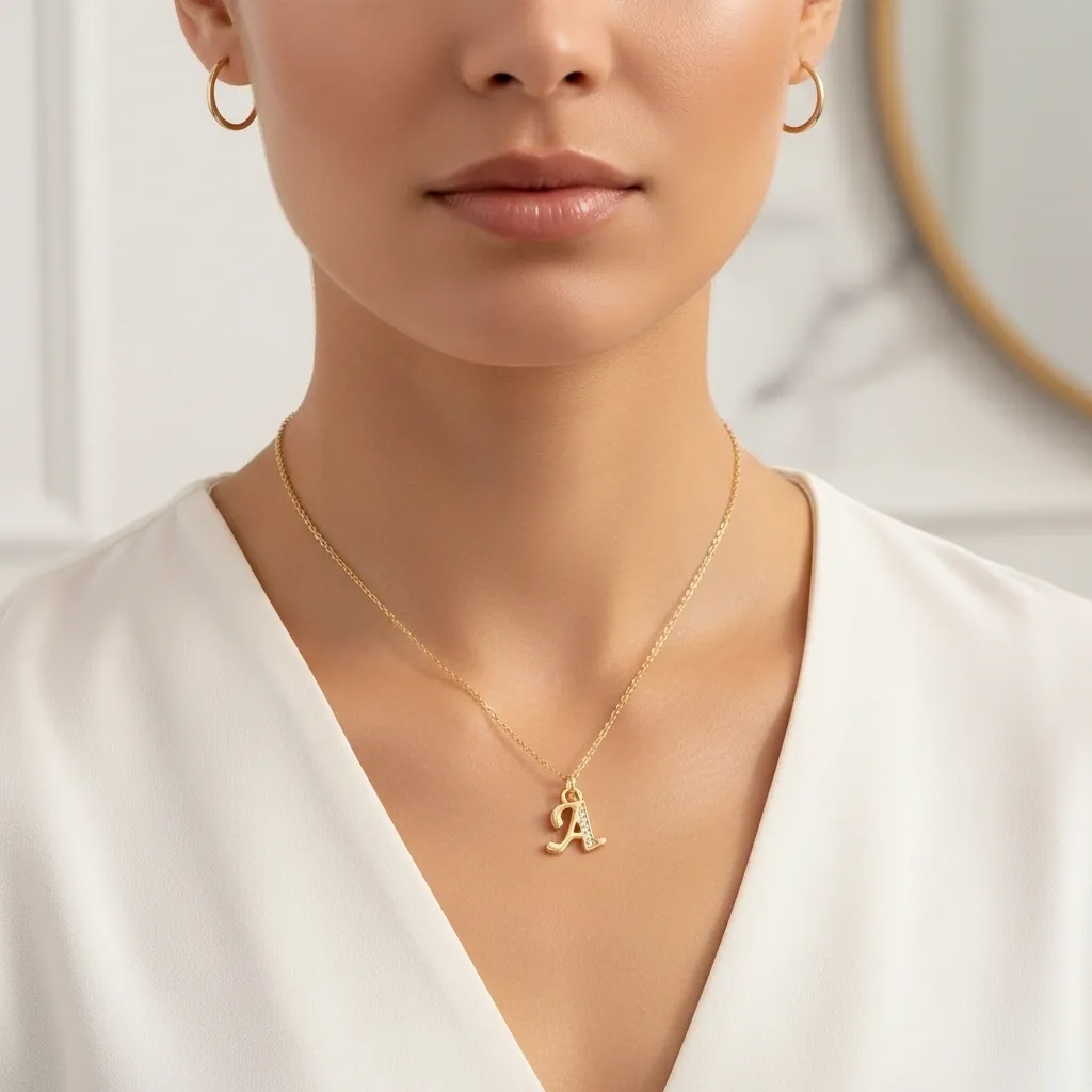 Initial Letter Pendant Necklace - Gallery 7