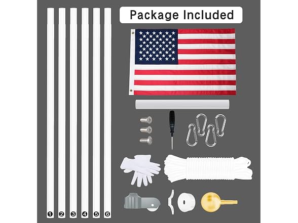 NELXINJO 25FT silver flag pole 1.8mm