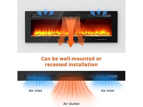 Takywep Electric Fireplace Heater - 60-Inch