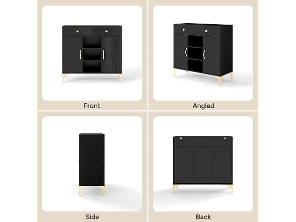 OBEKANN Black Sideboard Buffet Cabinet