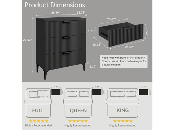 Wood Nightstand Set of 2