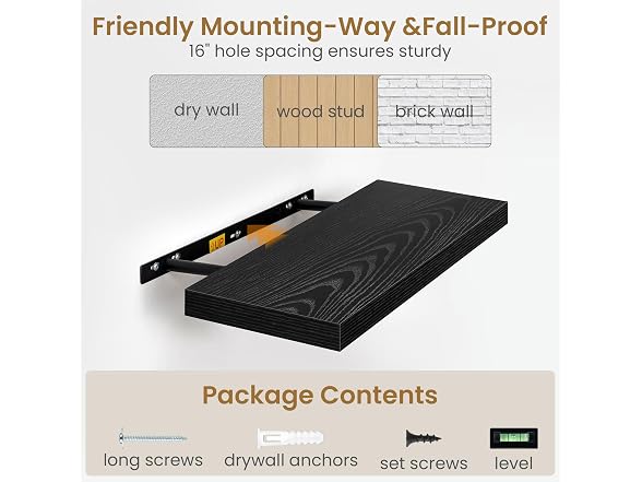 Black Floating Shelves 24 Inch Long