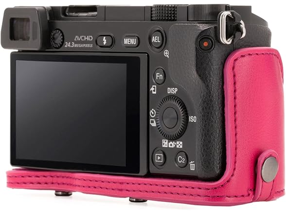 MegaGear Ever Ready Leather Camera Case and Strap (Hot Pink)