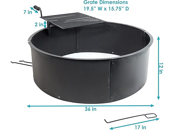 Sunnydaze Metal Fire Pit Ring - 36-Inch