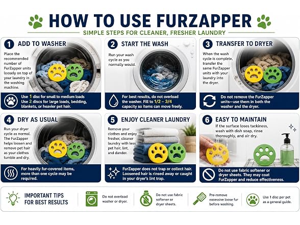 2PK FurZapper Pet Hair Remover for Laundry