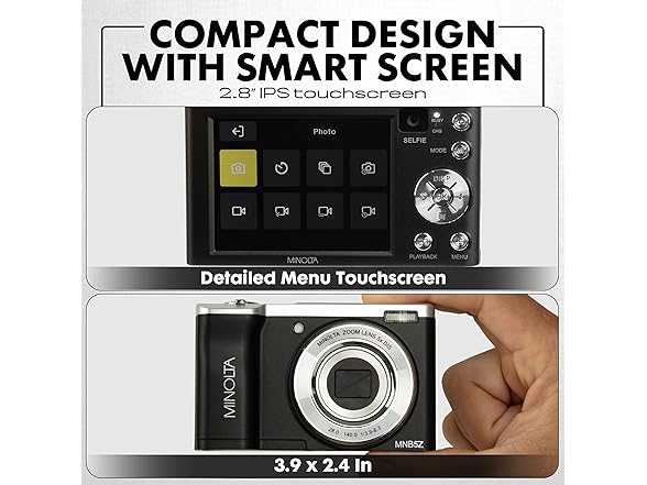 Minolta 56MP Dual Lens Digital Camera – 5X Optical Zoom, 5K (Open Box)