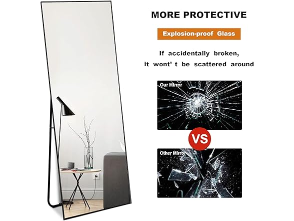 NeuType 59'x16' Wall Mirror, Black