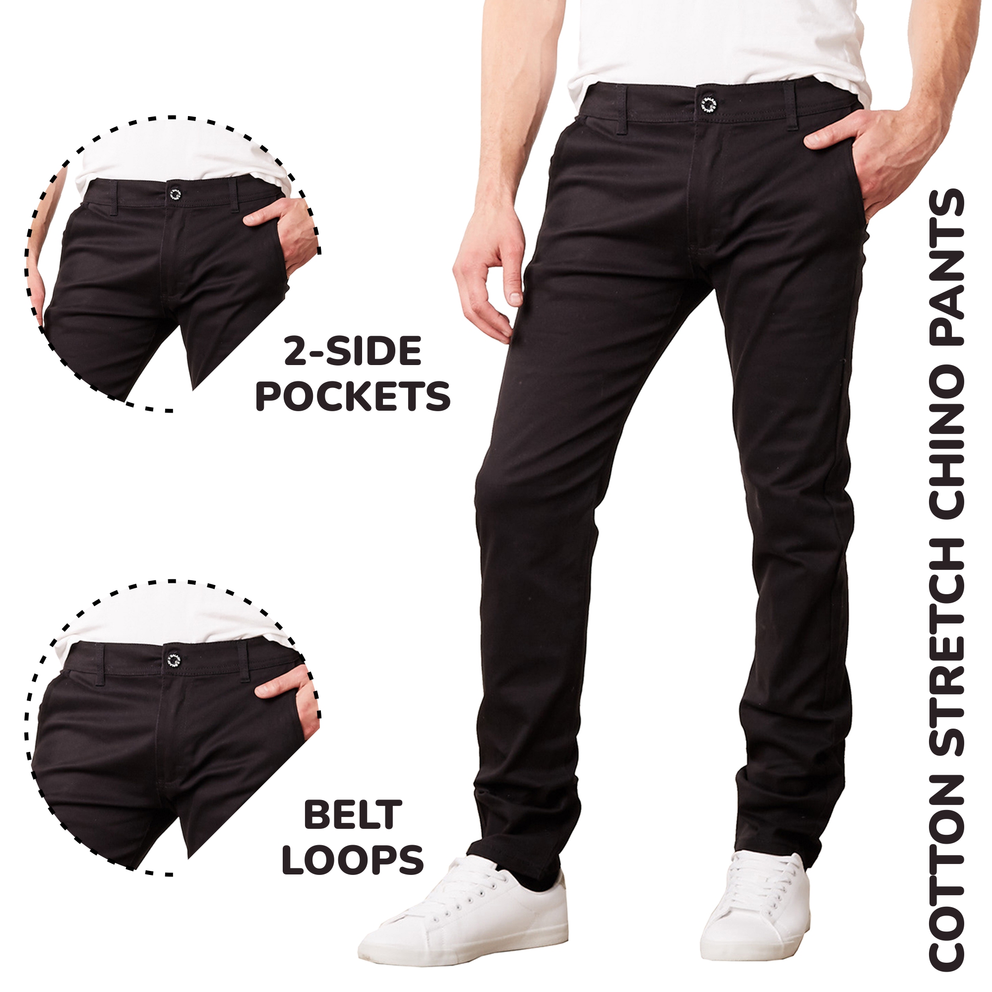 3Pk Mens Stretch Classic Chino Pants (30-42) - Gallery 15
