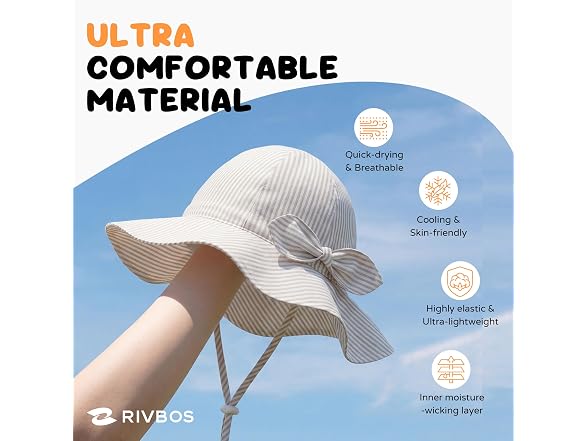 RIVBOS Toddler Sun Hat UPF 50+ Wide Brim