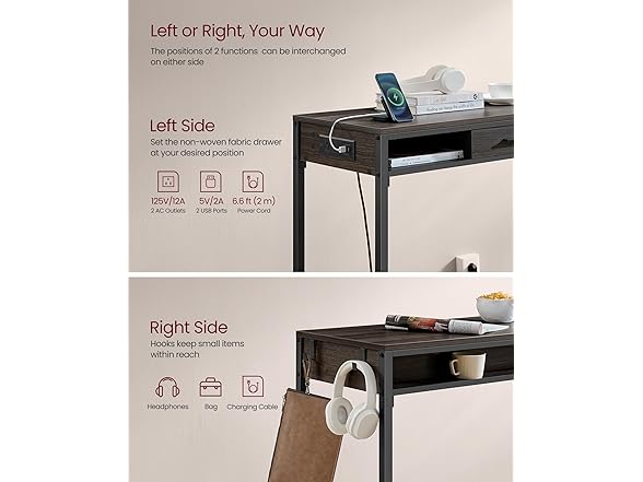 VASAGLE Bar Table with Power Outlets