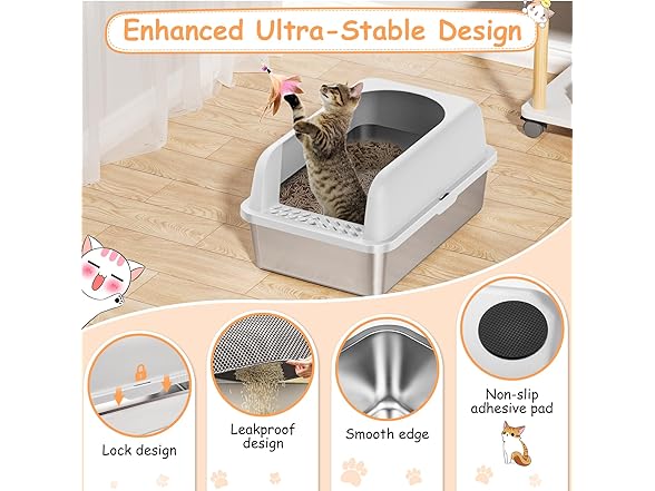 Stainless Steel Litter Box with Lid