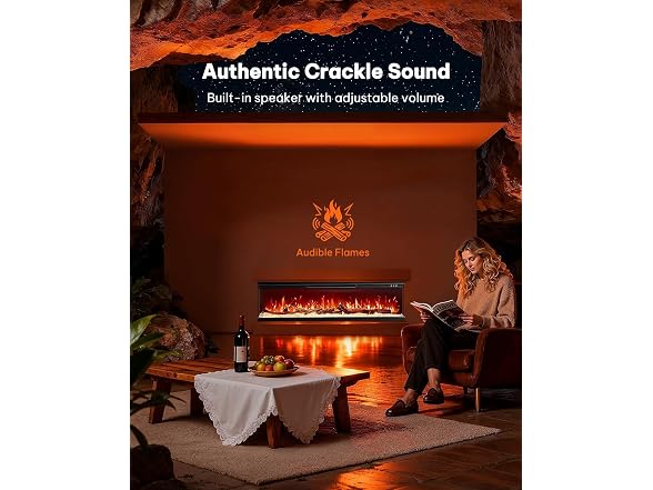 Silonn 3-Sided Smart 50" Electric Fireplace