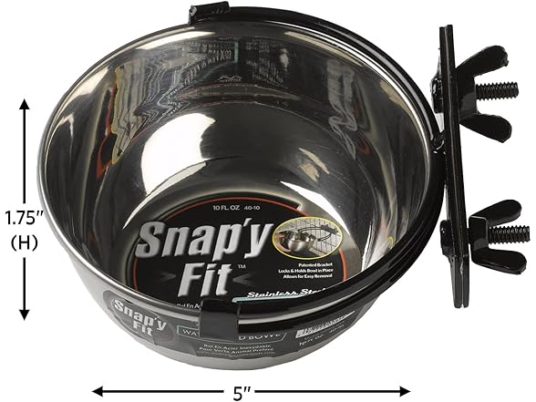 Snap'y Fit Stainless Steel Food or Water Bowl