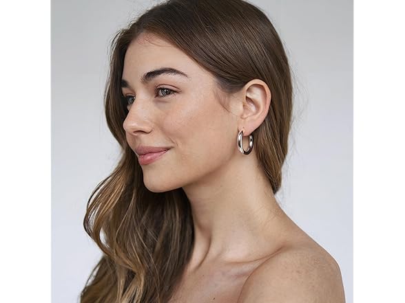 Claro Clivo White Gold Hoop Earrings 30MM