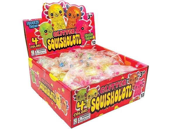 Raymond Geddes Glitter Squisholotl Toys – Pack of 12