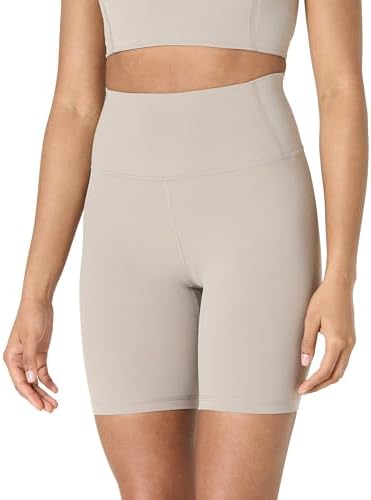 Amazon Essentials Women's Active FormFlex Buttery Soft High Waist 7" Yoga Biker Shorts, Taupe, X-Large