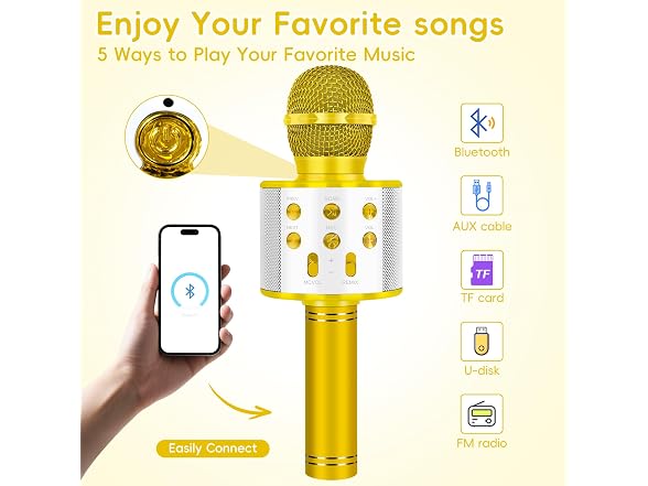 KIDWILL Karaoke Mic Gold
