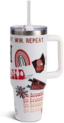 The Memory Company Official Licensed 40oz Team Spirit Stainless Steel Tumbler - Vacuum-Insulated Double-Wall Travel Cup With Handle and Straw Lid