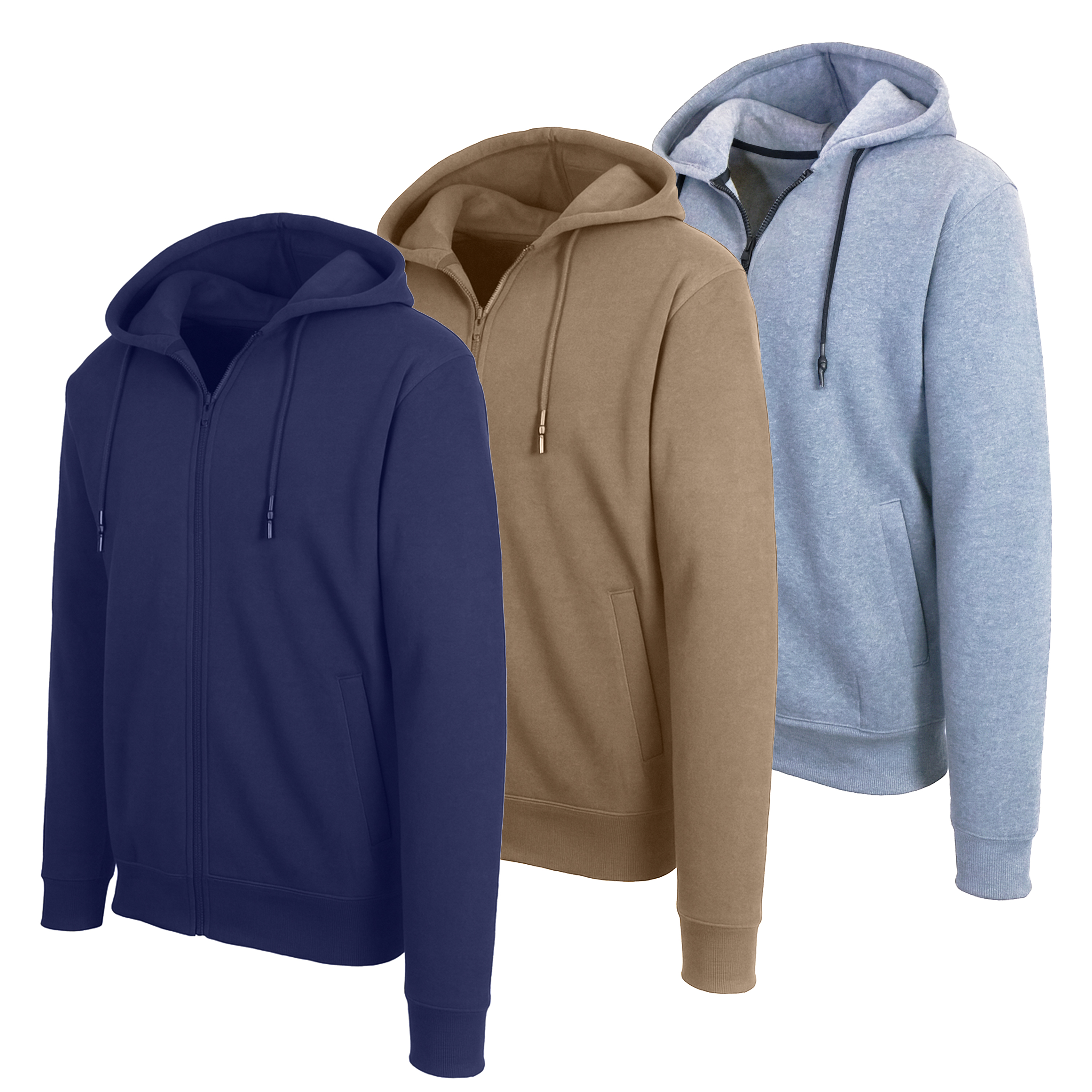 Mens Classic Fleece-Lined Zip Hoodie (M-3XL) - Gallery 48