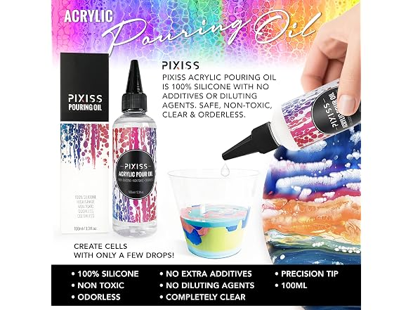 Pixiss Acrylic Pouring Oil 100% Silicone Oil 100m