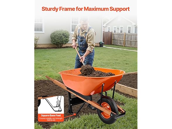 VEVOR Wheelbarrow Cart, 6 Cu. Ft.