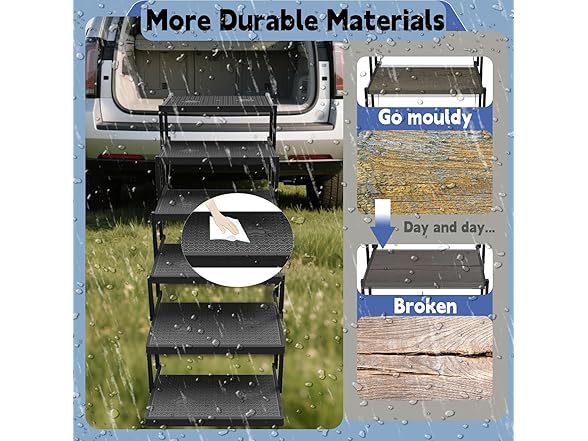 YACONA dog steps for car 6 steps Black