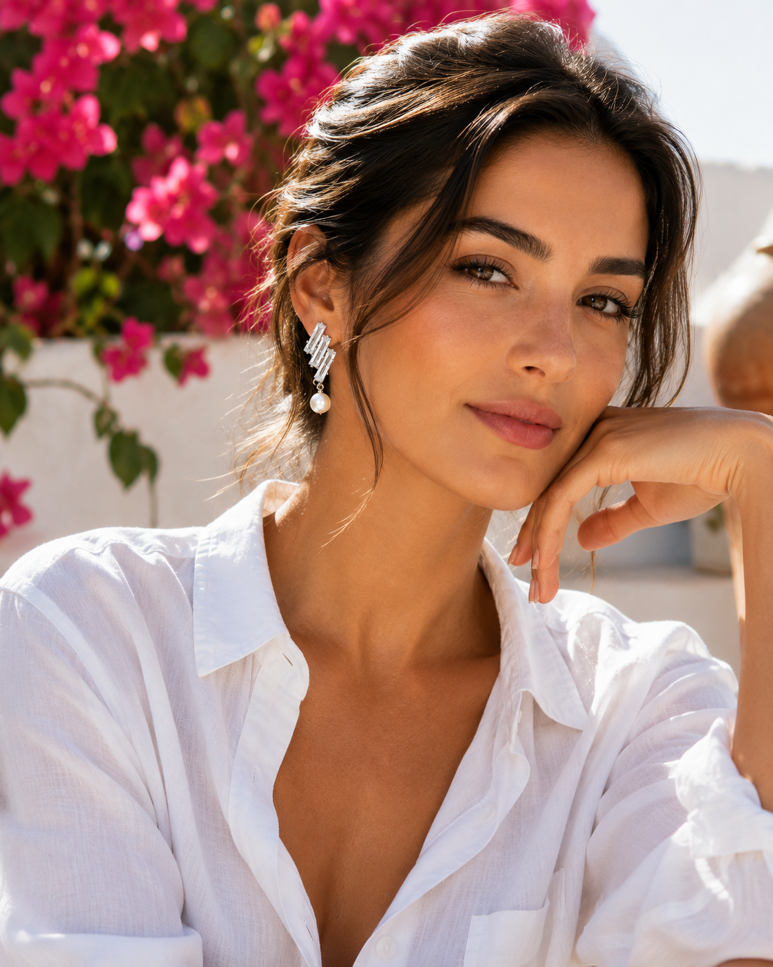 Silver Tone Pearl Drop Earrings - Gallery 6