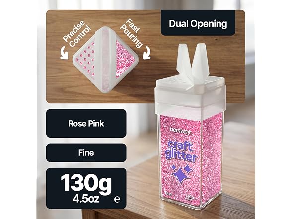 Hemway Craft Glitter Shaker Rose Pink 110g