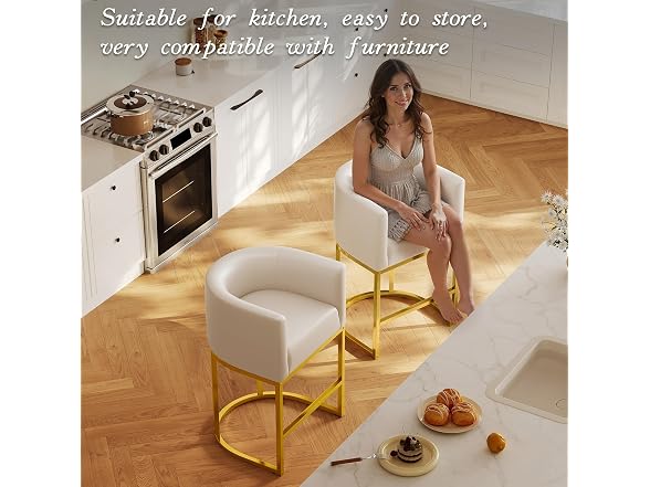 LVHOMLAX B0DKC14K5B Set 1Barstool, Off White Linen (Open Box)