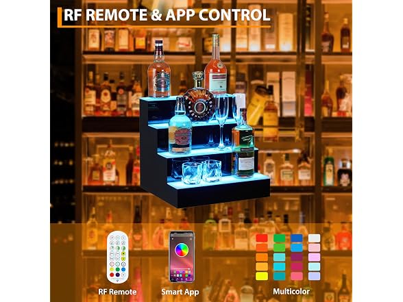16'' LED Lighted Liquor Bottle Shelf, 4 Tier 