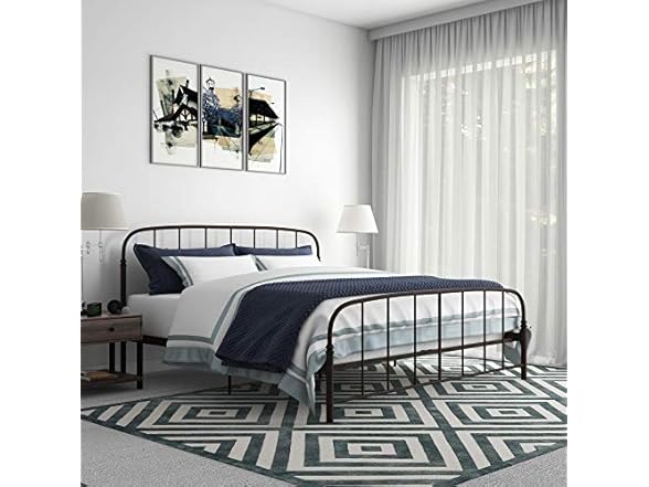DHP Lafayette Metal Platform King Bed with Rustic Style
