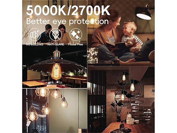 LED Light Bulbs Edison dimmable Bulbs (2700k Warm White, 6-Pack)