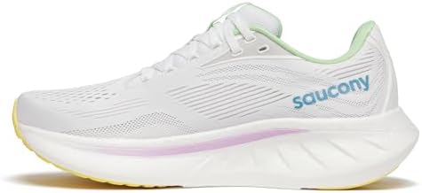 Saucony Women's Ride 18 Sneaker, White/VERBANA, 10