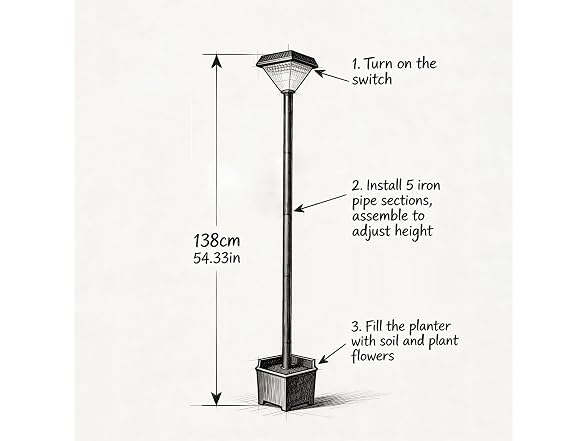 DJGIFI Solar LED Post Light Planter
