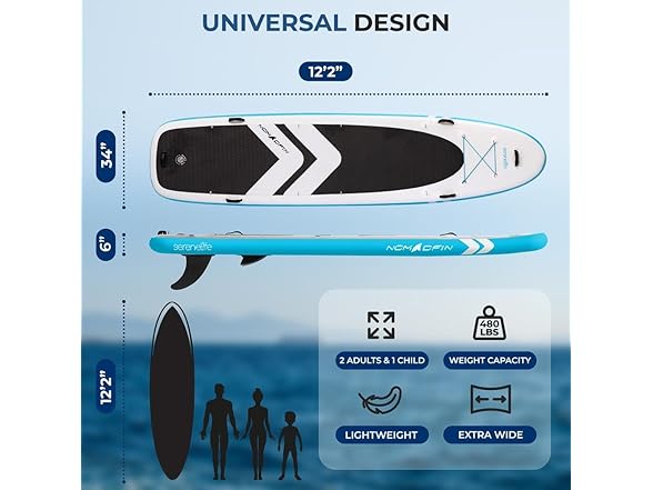 SereneLife 12’2” Inflatable Paddle Board - XL