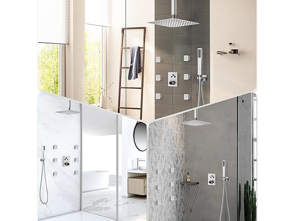 Shower System with Body Jets: EVERSTEIN, Brushed Nickel