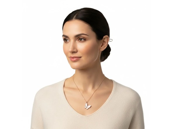 Butterfly Mother of Pearl & CZ Necklace